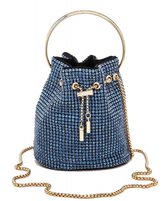 Rhinestone Iconic Bucket Swing Clutch Bag 8011 LIGHT BLUE